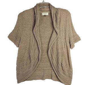 Sonoma Women's Size PL 12-14 Sweater Open Front Cardigan Shawl Brown Knit